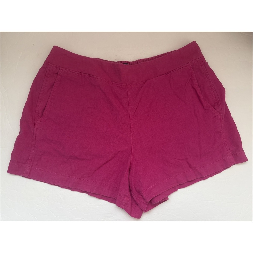 Gap Womens Hot Pink Linen Blend Pocketed Pull On 3" Inseam Shorts Sz Large